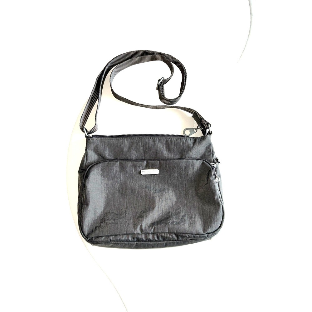 Baggallini‎ Crossbody Small Nylon Zip Bag Purse Gray Adjustable Straps